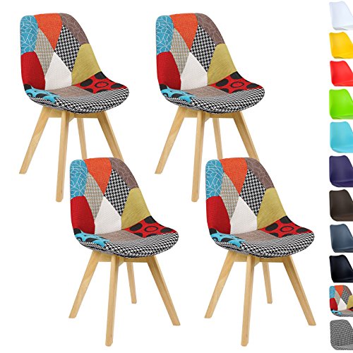 WOLTU® 4er Set Esszimmerstühle Küchenstuhl Design Stuhl Esszimmerstuhl Leinen Holz Neu Design mehrfarbig BH29mf-4