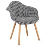 WOLTU® 4er Set Esszimmerstühle Küchenstuhl Design Stuhl Esszimmerstuhl mit Lehne Leinen Holz Neu Design Hahnenmuster BH37swh-4
