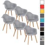 WOLTU® 6er Set Esszimmerstühle Küchenstuhl Design Stuhl Esszimmerstuhl mit Lehne Kunststoff Holz Neu Design Grau BH37gr-6