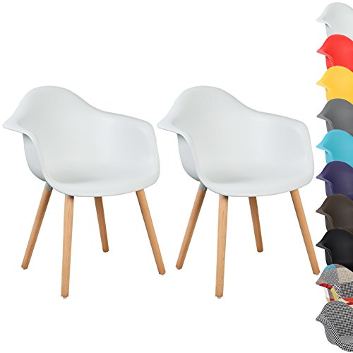 WOLTU® BH37ws-2 Esszimmerstühle 2er Set Esszimmerstuhl mit Lehne Design Stuhl Küchenstuhl Holz Weiß