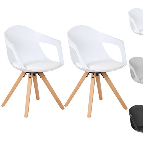WOLTU® BH49ws-2 2 x Esszimmerstühle 2er Set Esszimmerstuhl mit Holzbeine Design Stuhl Küchenstuhl Holz, Neu Design, Weiss