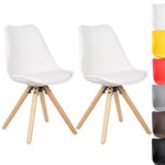 WOLTU® BH52ws-2 2 x Esszimmerstühle 2er Set Esszimmerstuhl mit Sitzfläche aus Kunstleder Design Stuhl Küchenstuhl Holz, Neu Design, Weiß