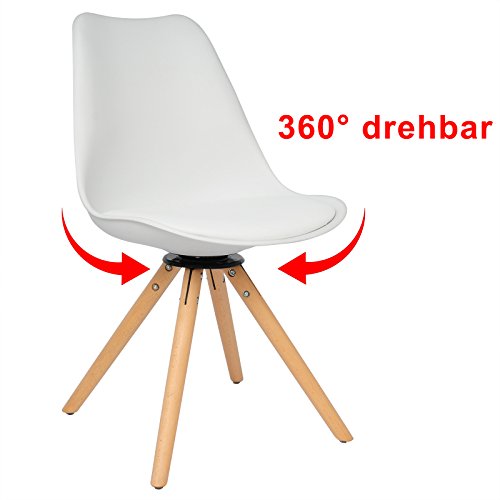 WOLTU BH57ws-2 2 x Esszimmerstühle 2er Set Esszimmerstühle Design Stuhl Küchenstuhl 360° frei drehbar Holz Neu Design Weiß