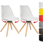 WOLTU BH57ws-2 2 x Esszimmerstühle 2er Set Esszimmerstühle Design Stuhl Küchenstuhl 360° frei drehbar Holz Neu Design Weiß