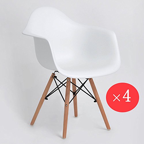 eggree Pack-Stühle Esszimmer, Polypropylen und aus Buchenholz, weiß, 62 x 63 x 82 cm, 4 Stück