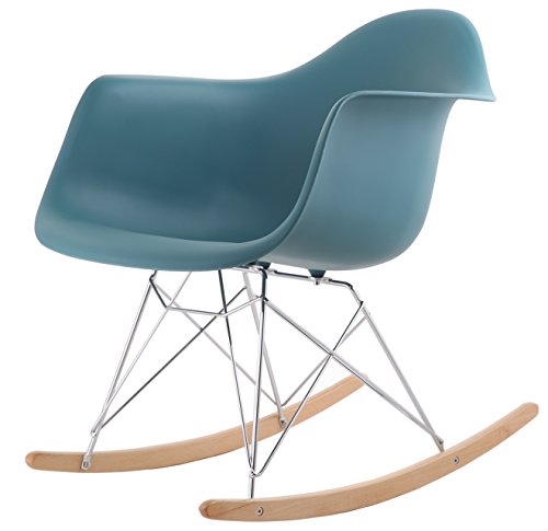 hnnhome Esstischstühle Eames inspiriert RAR Lounge Retro Rocker Schaukelstuhl Freizeit Sessel Panton (Ocean)