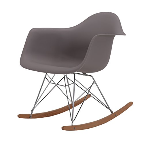 hnnhome Esstischstühle Eames inspiriert RAR Lounge Retro Rocker Schaukelstuhl Freizeit Sessel Panton (Warm Grau)