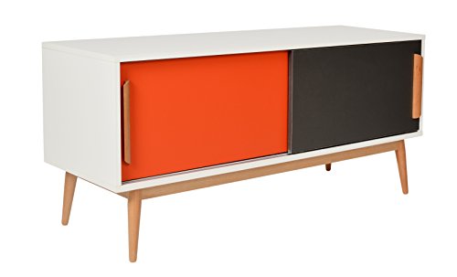 ts-ideen Sideboard Kommode Lowboard Ablage TV-Bank Weiss Orange Grau 120 x 55 cm