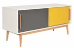 ts-ideen Sideboard Kommode Lowboard TV-Bank Weiss Gelb Dunkelgrau 120 x 55 cm