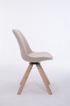 CLP Design Retro-Stuhl TROYES SQUARE, Stoff-Sitz gepolstert, drehbar creme, Holzgestell Farbe natura, Bein-Form eckig