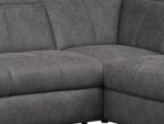 Cavadore 5129 Polsterecke Bules, 3-Sitzer mit Bettfunktion echt bezogen links, Spitzecke, Abschlusselement 1-sitzig mit Stauraum und Kopfteilverstellung rechts, 274 x 81 x 232 cm, Iguana grau 06