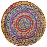 Fair Trade rund Multi Farbe Baumwolle/Jute geflochten Teppich recycelten Materialien, Textil, multi, 60cm Diameter