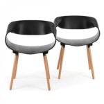 Makika Retro Stuhl Design Stuhl Esszimmerstühle Bürostuhl Wohnzimmerstühle Lounge Küchenstuhl Sitzgruppe 2er Set aus Kunststoff mit Rückenlehne MAYA in Schwarz