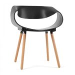 Makika Retro Stuhl Design Stuhl Esszimmerstühle Bürostuhl Wohnzimmerstühle Lounge Küchenstuhl Sitzgruppe 2er Set aus Kunststoff mit Rückenlehne MAYA in Schwarz