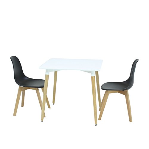 P & N Homewares® Rico Esstisch und Stühle Set 2 und 1 Esstisch Retro und Moderne Esszimmergarnitur weiß schwarz und grau Stühle schwarz