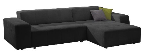 Polsterecke Futoro/3er Bett-Longchair/300x71x178 cm/Solo schwarz