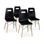Relaxdays Design Stuhl 4-er Set ARVID, Holz, Esszimmer-Stuhl, modern, HxBxT: 92 x 43 x 40 cm, Retro, schwarz