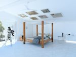 SAM® Design Himmelbett aus Akazien-Holz, Bett aus Massivholz inkl. Stoffhimmel, widerstandsfähige Oberfläche, Holzbett ist ein Unikat, Doppelbett, 180 x 200 cm