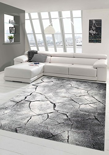 Teppich-Traum Designerteppich Moderner Teppich Steinoptik Wohnzimmerteppich Öko-Tex in Grau Schwarz, Größe 160x230 cm