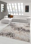 Teppich-Traum Designerteppich Moderner Teppich Wohnzimmerteppich Kurzflor Teppich mit Konturenschnitt in Grau Braun Beige, Größe 120x170 cm