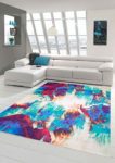 Teppich-Traum Designerteppich Moderner Teppich Wohnzimmerteppich Meliert Bunt in Türkis Lila Weiß, Größe 160x230 cm