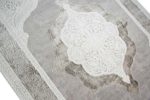 Teppich-Traum Designerteppich Moderner Teppich Wohnzimmerteppich Wollteppich mit Bordüre und Ornamente in Grau Beige Weiß, Größe 160x230 cm Oval