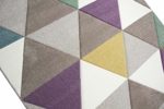 Teppich-Traum Designerteppich Moderner Teppich für Wohnzimmer Kurzflor Teppich mit Konturenschnitt Dreieck in Lila Beige Grau, Größe 120x170 cm