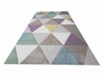 Teppich-Traum Designerteppich Moderner Teppich für Wohnzimmer Kurzflor Teppich mit Konturenschnitt Dreieck in Lila Beige Grau, Größe 120x170 cm