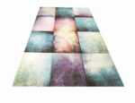 Teppich-Traum Designerteppich moderner Teppich für Wohnzimmer Kurzflor Teppich bunt modern in Lila, Blau, Beige, Größe 80x150 cm