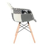VERKAUF! 1 x Design-Stuhl Eiffel Stil Natural Wood Beine und Sitz Farbe B&W Patchwork Mobistyl® DAWL-PN-1