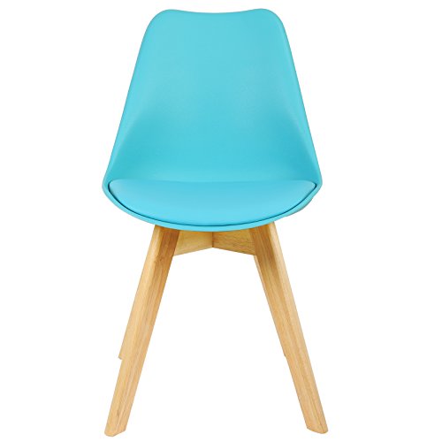 WOLTU® 1 Stück Esszimmerstuhl BH29bl-1-c Esszimmerstuhl Design Stuhl Küchenstuhl Holz Neu Design Blau
