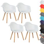 WOLTU® 4er Set Esszimmerstühle Küchenstuhl Design Stuhl Esszimmerstuhl mit Lehne Kunststoff Holz Neu Design Weiß BH37ws-4