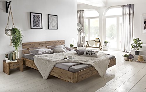 Woodkings® Bett 180x200 Hampden Doppelbett Akazie weiß gebürstet Schlafzimmer Massivholz Design Doppelbett Schwebebett massive Naturmöbel Echtholzmöbel günstig