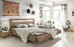 Woodkings® Holz Bett 180x200 Marton Doppelbett Akazie gebürstet Schlafzimmer Massivholz Design Doppelbett Schwebebett massive Naturmöbel Echtholzmöbel günstig