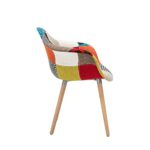 YiLianDa 2er Set Moderner Patchwork Stuhl im Retro Design mit Schaumstoffpolsterung Holz Beinen Sessel Lounge Chair Für Esszimmer, Wohnzimmer