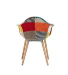 YiLianDa 2er Set Moderner Patchwork Stuhl im Retro Design mit Schaumstoffpolsterung Holz Beinen Sessel Lounge Chair Für Esszimmer, Wohnzimmer