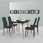 [en.casa] Esstisch / Esszimmertisch / Küchentisch (120x80cm) mit 4 Polster-Stühlen aus PU- Kunstleder schwarz - Essgruppe in Sparpaket