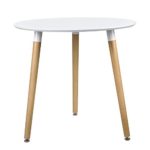[en.casa] Esstisch rund weiß [Ø80cm] mit 3 Stühlen grau gepolstert Esszimmer Essgruppe Küche