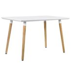 [en.casa] Stylischer Tisch / Esszimmertisch / Küchentisch weiss matt (120x80cm) mit 4 Stühlen senffarben gepolstert - Sitzgruppe