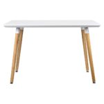 [en.casa] Stylischer Tisch / Esszimmertisch / Küchentisch weiss matt (120x80cm) mit 4 Stühlen senffarben gepolstert - Sitzgruppe