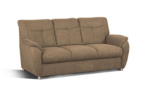 Cavadore Sunuma 3-Sitzer Sofa, Schaumstoff, braun, 189 x 90 x 91 cm