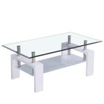 Corium Couchtisch - Wohnzimmertisch (110 x 60 x 45 cm) (Glassplatte) (weiss) Tisch / Glastisch / Beistelltisch / Wohnzimmer / Hochglanz
