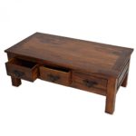 Couchtisch Massiv-Holz Sheesham 120 x 60 cm Wohnzimmer-Tisch Braun geölt Beistelltisch Landhausstil 6x Schubladen