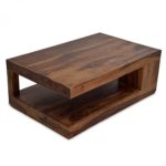 Couchtisch Massiv-Holz Sheesham 90 x 60 cm Wohnzimmer-Tisch Braun geölt Beistelltisch Landhausstil