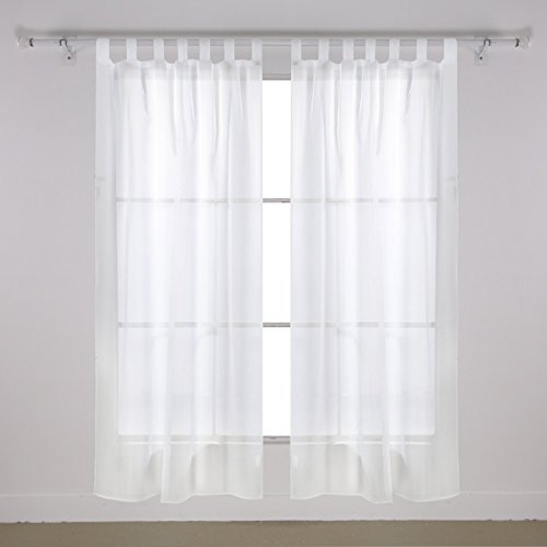 Deconovo Vorhang Transparent Gardinen Transparent Schlaufenschal Transparent 175x140 cm Weiß 2er set