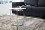 Design Beistelltisch Original ASTRO 50 cm chrom / weiß Couchtisch Tisch Glastisch
