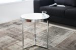 Design Beistelltisch Original ASTRO 50 cm chrom / weiß Couchtisch Tisch Glastisch