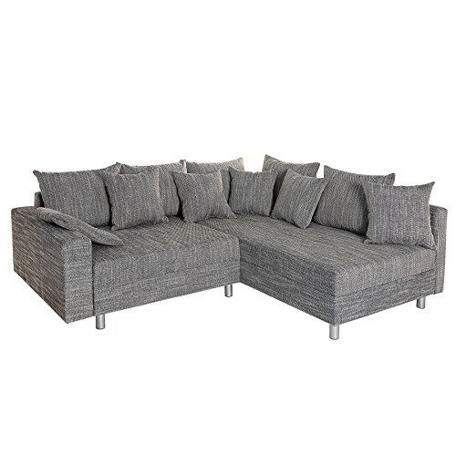 Design Ecksofa LOFT grau Strukturstoff Federkern Sofa OT beidseitig aufbaubar