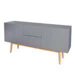 Design Sideboard LISBOA anthrazit 150cm mit Eiche Füßen skandinavisches Design