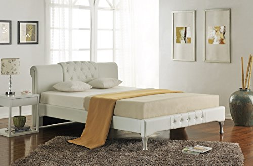 Doppelbett Polsterbett Bettgestell Bett Lattenrost Kunstleder (Weiß, 140x200cm)